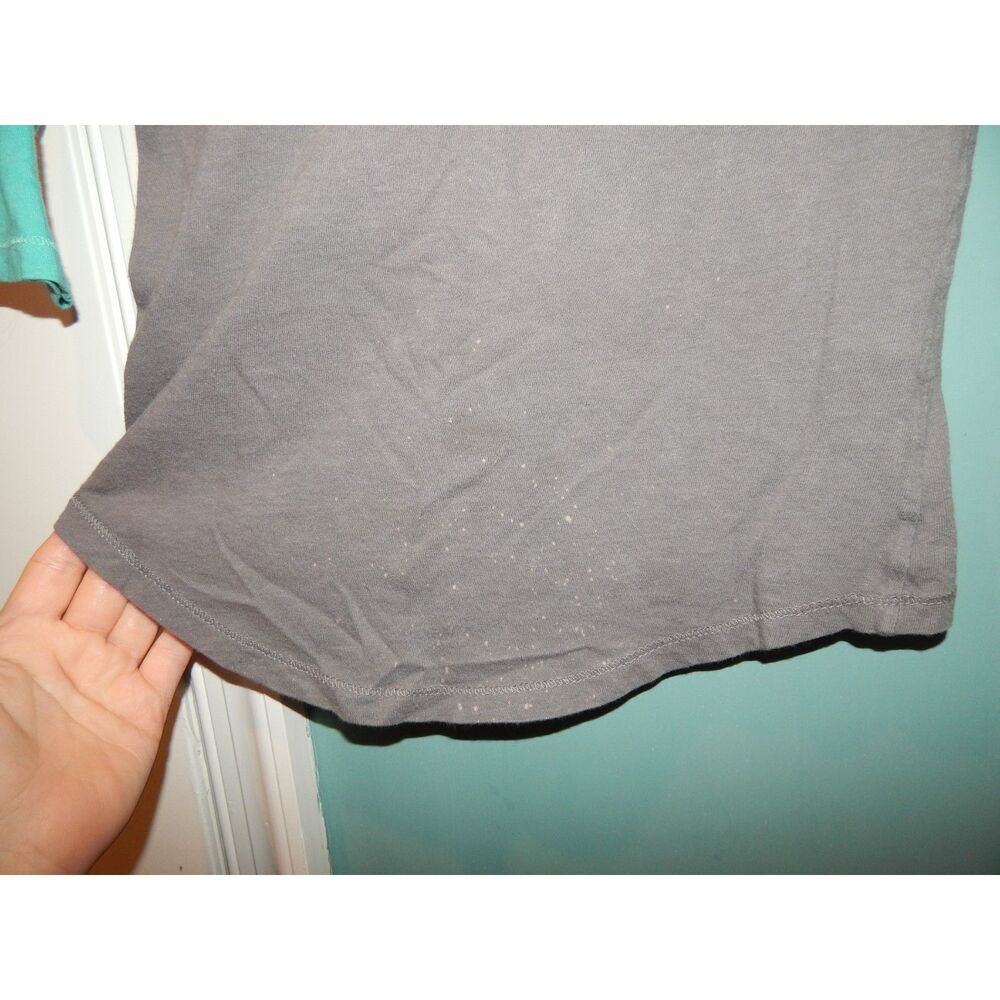 Mudd Girls 7/8 Charcoal Teal Peace Sign Hi‑Low Long Sleeve Top Vintage - Picture 8 of 11